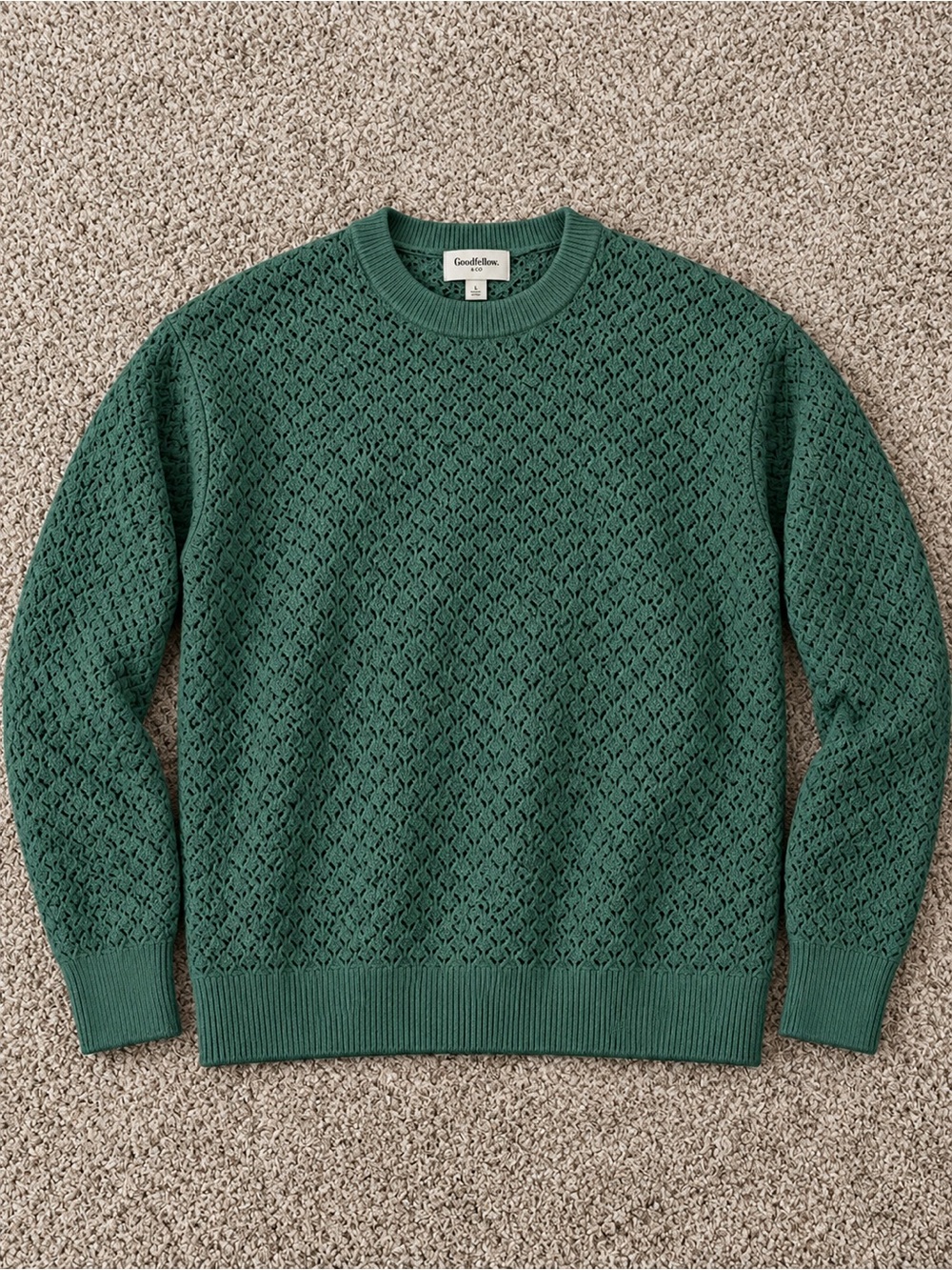 Goodfellow & Co Forest Green Openwork Crewneck Sweater